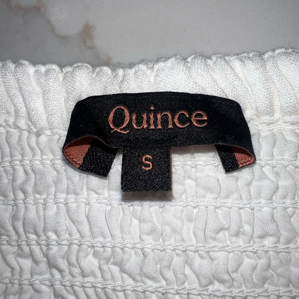 QUINCE Organic Cotton Gauze Smocked Square Neck Midi Dress, cream size small - Picture 9 of 11